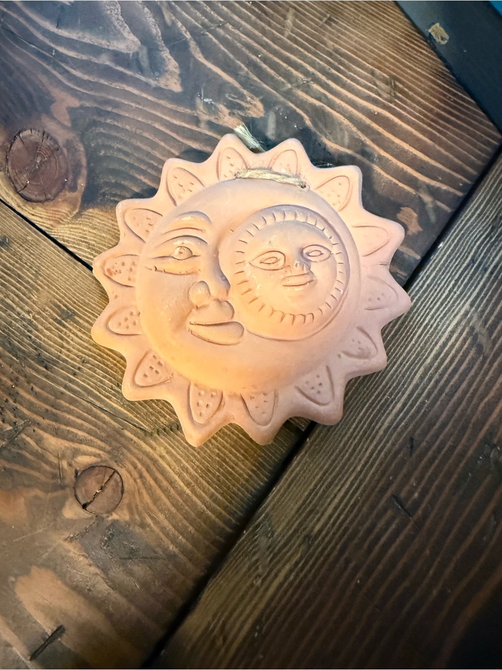 Terracotta Sun & Moon Wall Art - Rustic Orange Home Accent